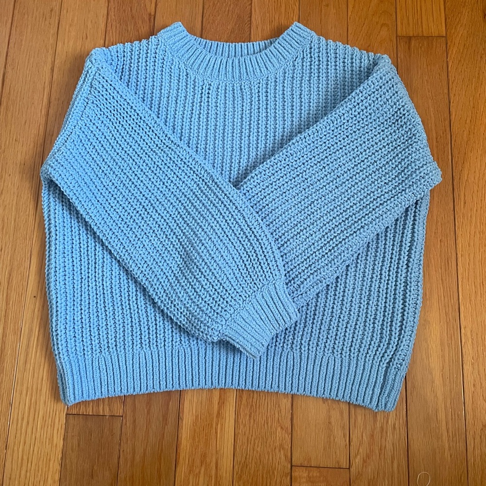 Blue knitted sweater for girls